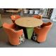 Beech effect circular Meeting Table, 1200mm diameter x 700mm, with upholstered base and 4 - Image 5 of 6