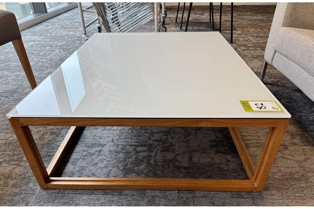 Wood framed Perspex top Coffee Table (location in building: sixth floor room explorer) - Image 1 of 4