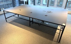 Tubular framed Meeting Table, 3000mm x 1000mm x 730mm, black, with cable management (location in