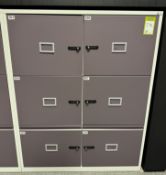 Steel 2-tone 4-door Locker, 1000mm x 480mm x 1280mm, 2 drawers, combination, no keys, open (location