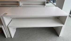 Dining/Breakout Table, 1600mm x 700mm x 750mm, white, with 2 benches, 1500mm x 350mm x 450mm,