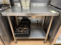 Stainless steel Preparation Table, 900mm x 600mm x 890mm, with undershelf (location in building: