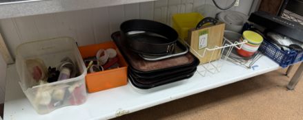 Quantity various Trays, Chopping Boards, Pastry Cutters, etc, to shelf (location in building: