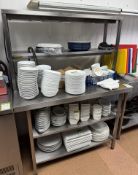 Stainless steel Table, 1200mm x 600mm x 870mm, with 2-shelf heated gantry and 2 undershelves (