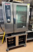 Rational SSC WE 101 Combi Oven, 10-tray, 400volts, with mobile stainless steel 14-tray stand, trays,