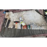 Tool Kit comprising spanners, screwdrivers, wheel braces, Rega adjustable spanner, etc, including