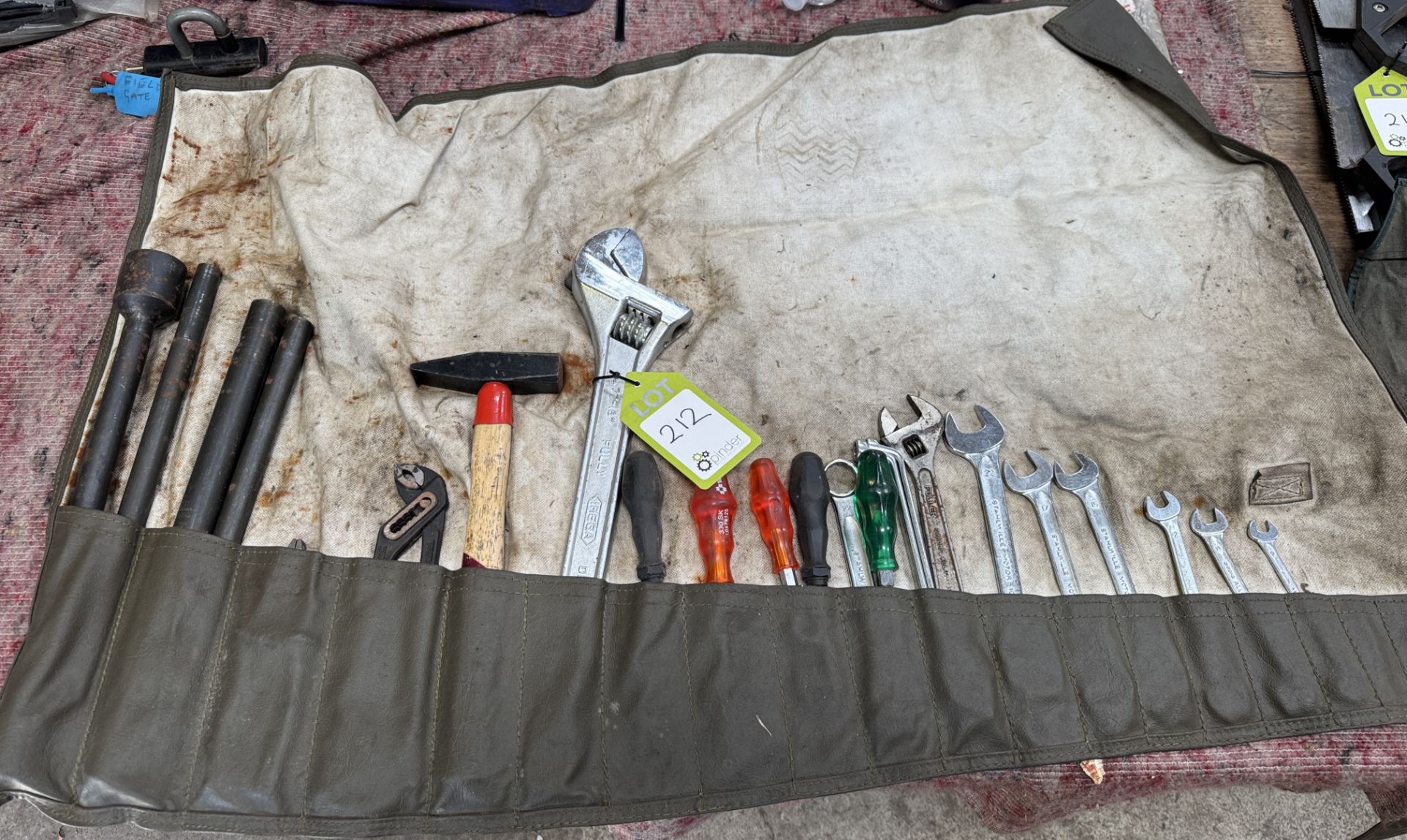 Tool Kit comprising spanners, screwdrivers, wheel braces, Rega adjustable spanner, etc, including
