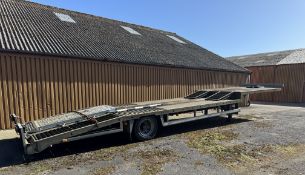 Cartwright CS DP 18A 26 single axle Step Frame Plant Trailer, year 1988, GVW: 18000kg; Honda powered