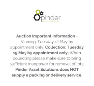 Auction Important Information - Viewing: Tuesday 12 May by appointment only; Collection: Tuesday