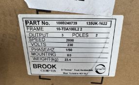Brook Crompton TDA100L2 3kw Electric Motor, 2800rpm, 230volts, single phase, boxed and unused (