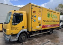 DAF LF45.150.08 7.5tonne Box Van, 6200mm box length, converted to cavity bead filling unit, includes