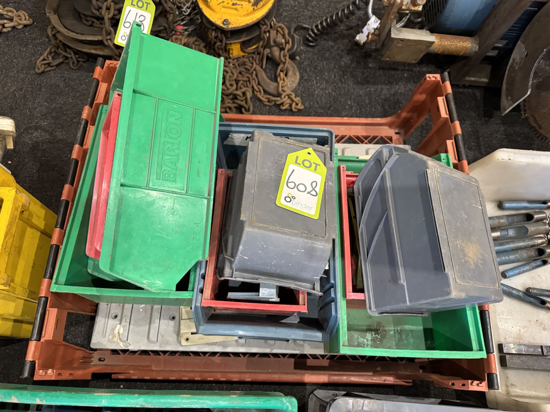 Quantity Lin Bins and Wall Brackets, to tray