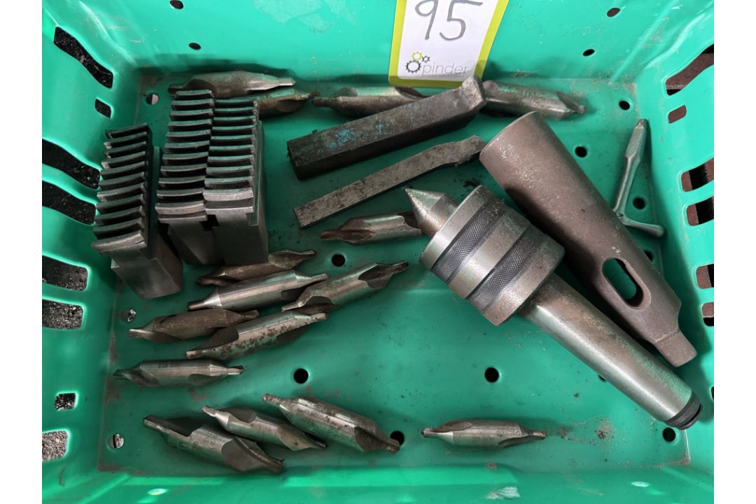 Centre Tool, Morse Taper Sleeves, Lathe Tools, Chuck Jaws, and Centre Drills, to box - Image 1 of 3