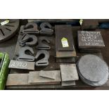 Quantity Steel Stock, round and square Plate, and approx. 22 hooks, to pallet