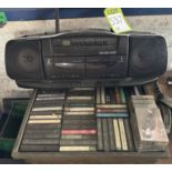 Quantity Cassette Tapes and Ghetto Blaster, to tray
