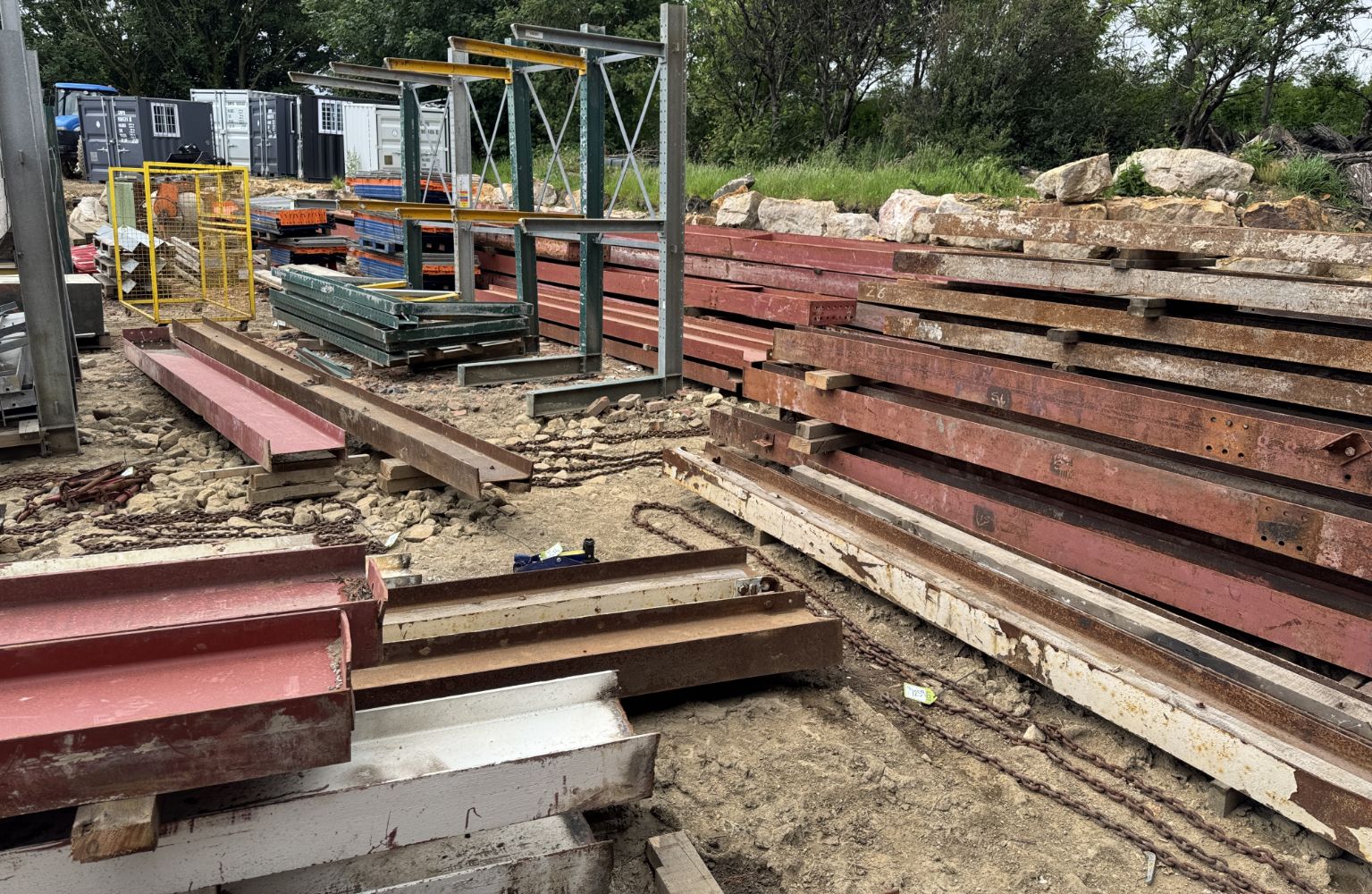 Stocks, Shop Fittings & Racking from Depots of a Major Builders Merchant, Over 80 Steel Girders, 2025 JAC Forklift, Gulf Stream Sun Voyager RV