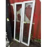 Pair double glazed Windows, white, approx. 70in x 16in (Location: Nr Slaithwaite)