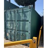 20ft Workshop Shipping Container, with bench, engineers vice, steel racking, lights, etc