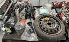 Quantity various Commercial Vehicle Spares, including Scania Dessicant containers, wheel and tyre,