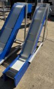 ST Machinery Elevator Conveyor, variable speed, 200mm belt width, 2050mm length, 1110mm height (