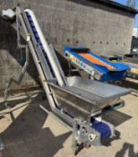Sierra stainless steel mobile Filler Feed Incline Conveyor, 1400mm belt width, 2200mm max height,