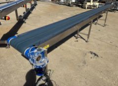 Stainless steel powered Belt Conveyor, 300mm belt width, 6000mm belt length, 850mm height,