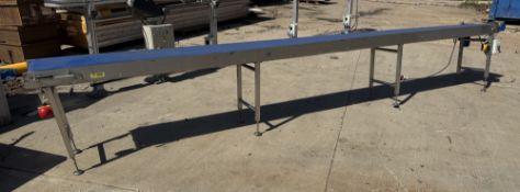 Conveyor Lines stainless steel powered Belt Conveyor, 400mm belt width, 6000mm belt length, 900mm