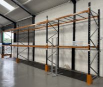 3 bays Link 51M Pallet Racking comprising 4 uprights 3450mm x 1100mm, 4 beams 2600mm x 40mm x