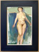 Kliefert-Gießen, Mathilde (1887 Pries bei Kiel – 1978 Stralsund) „Stehender Akt vor blauem Tuch“
