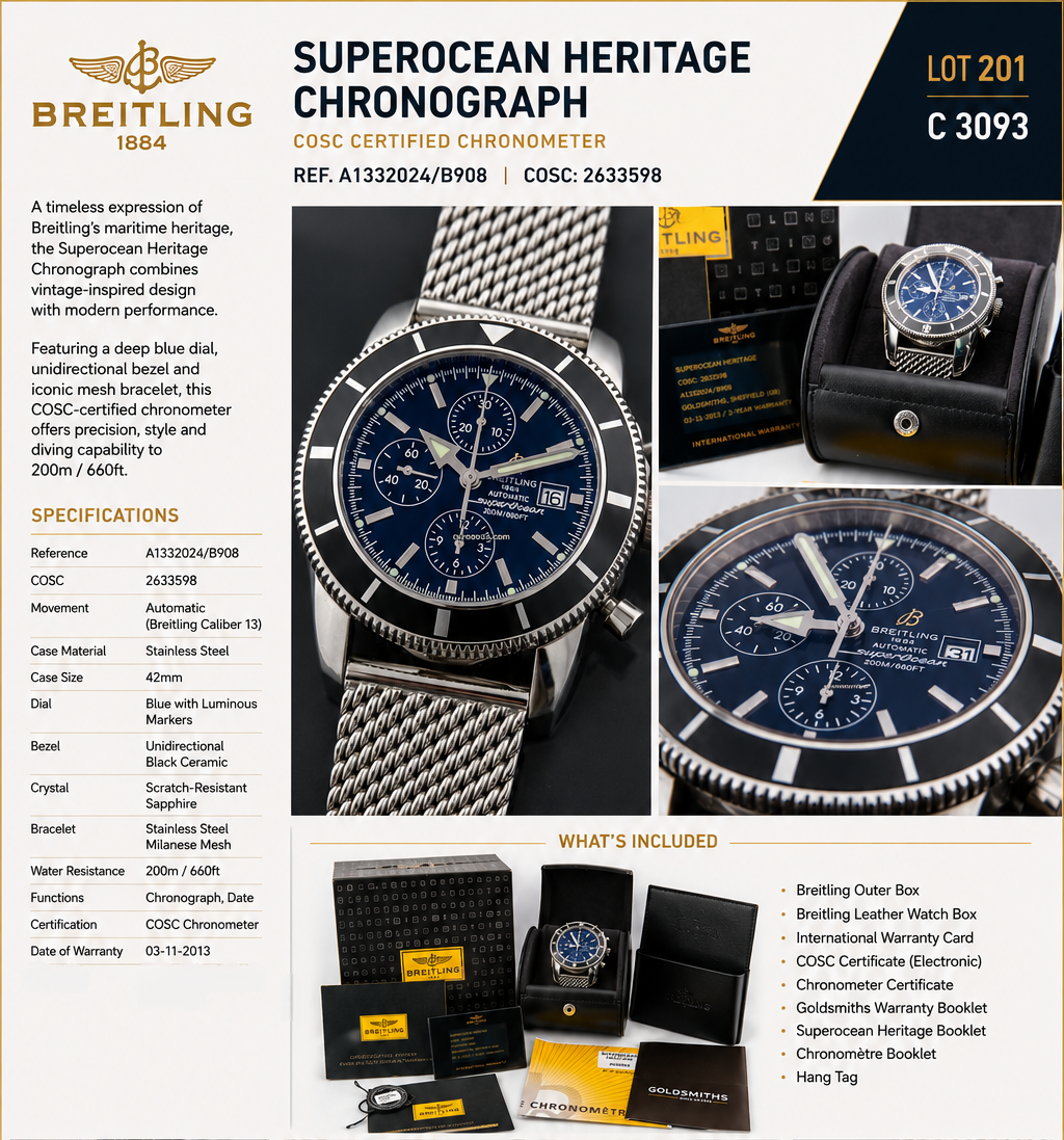 A Breitling Superocean Heritage Chronograph stainless steel automatic gentleman's wristwatch with