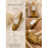 An elegant ladies Raymond Weil GenŠve wristwatch, the rectangular signed dial within an 18ct