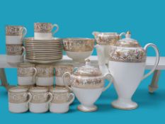 A Wedgwood Gold Florentine coffee service, including coffee pot, covered sugar bowl, milk jug,