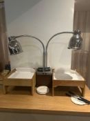 Stainless steel twin arm heated lamp table top Note this lot has a lift out charge see charges in