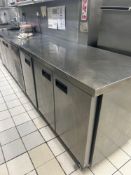 Foster XTRA model XR3H stainless steel 3 door bench fridge Note this lot has a lift out charge see