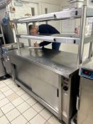 Stainless steel mobile hot cabinet two door pass over with heated gantry 240v 160cm x 70cm x 160cm