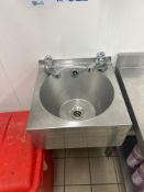 Stainless steel wall mounted hand wash sink Note this lot has a lift out charge see charges in