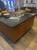 Mobile island unit with granite top under cupboards splits in two size per unit 114cm x 74cm x