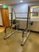 Precor squat rack and bar Note this lot has a lift out charge see charges in Important Sale