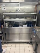 Stainless steel mobile hot cabinet two door pass over with heated gantry and drop in 240v 160cm x