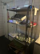 Stainless steel mobile rack 90 x 45 x 175cm Note this lot has a lift out charge see charges in