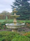 Reconstituted Stone Tiered Fountain with Cascading Bowls Elegant garden fountain in reconstituted