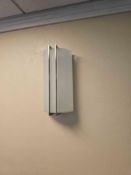 5 x Modern wall-mounted sconce featuring a cylindrical frosted glass shade flanked by vertical