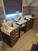 Spa Cabinet & Vanity Unit - Dark Wood Finish with Integrated Storage and Sink Set comprising a