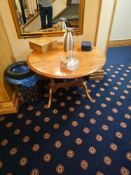 Cherry Wood Circular Table - Baluster Pillar Base with Shaped Stretcher crafted in polished