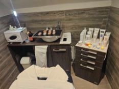 Spa Cabinet & Vanity Unit - Dark Wood Finish with Integrated Storage and Sink Set comprising a