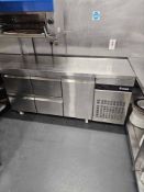 Inomak PNN229 PTL refrigerated prep counter with four drawers and one hinged door. High-grade