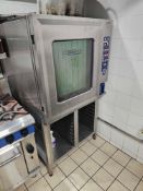 Hobart CSD 10-grid electric combi oven with stainless steel stand. Side-opening double-glazed