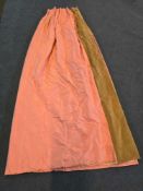 A Pair Lined Pencil Pleat Top Of Silk Drapes Dusky Pink Or Blush Colour. A Contrasting Vertical