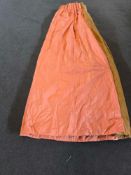 A Pair Lined Pencil Pleat Top Of Silk Drapes Dusky Pink Or Blush Colour. A Contrasting Vertical