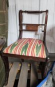 Regency Style Side Chair With Marquetry Inlay Carved Back With A Decorative Splat And A Reeded And